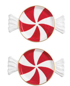 Red Candy Tidbit Plate Set of 2