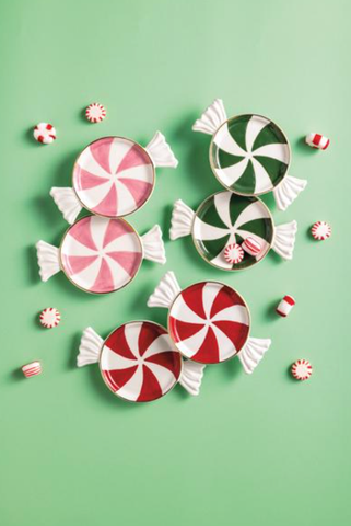 Red Candy Tidbit Plate Set of 2