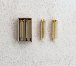 5" Set of 2 Gift Box Shaped Taper Candles - Ivory and Gold