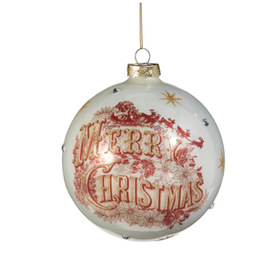 5" Vintage Merry Christmas Ball Ornament