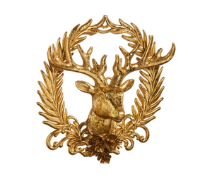 6" Deer with Wreath Emblem Ornament