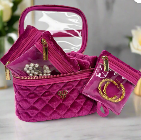 Image of NEW Getaway Jewelry Case - Fuchsia Velvet