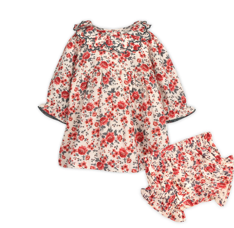 Amour Rose Floral Ruffle Baby Dress & Bloomer