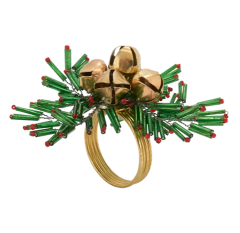 Image of Beaded Snowflake And Bells Napkin Ring