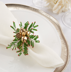 Beaded Snowflake And Bells Napkin Ring