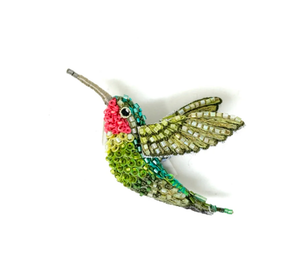 Ruby Throated Hummingbird Brooch Pin