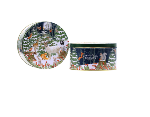 Christmas Woodland Animals Large Round Tin
