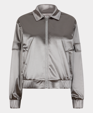 Image of Silver Metallic Bomber Jacket