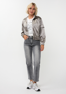 Silver Metallic Bomber Jacket