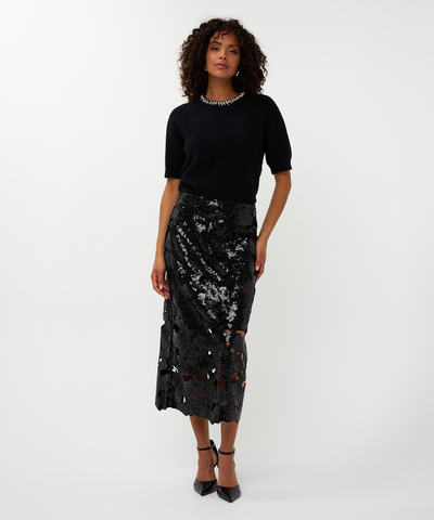 Image of Rhinestone Collar Sweater- Black