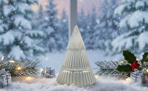 Image of Winter Wonderland White Glass Tree Candle 9oz