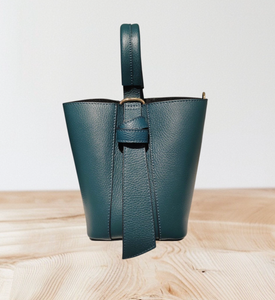 Leather Bucket Bag- Teal