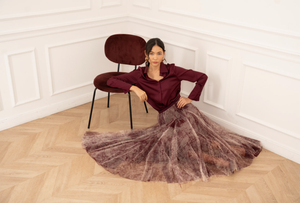 Amber Tulle Skirt - Burgundy