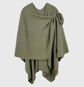 Solid Ruana with Shoulder Strap- Olive