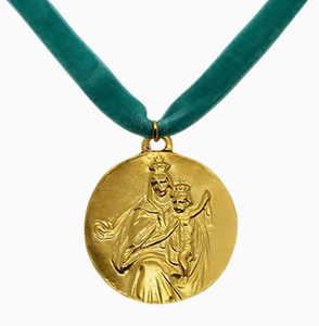 Gold-Plated Lady of Carmel Velvet Necklace 18-inch