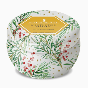 Mistletoe & Holly 9oz Aqua De Soi Tin Candle