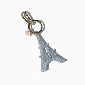 Hand-painted Eiffel Tower Bag Charm + Keychain | Eco-Friendly Silver