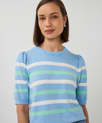 Image of Basic Knit Sweater- Blue Stripe