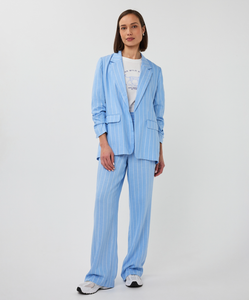 Linen Stripe Blazer- Blue