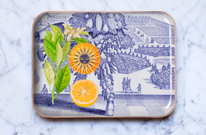Blue Toile Tray-Lemon