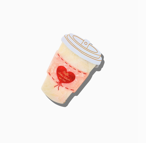 Hand-Painted Cafe Coffee Cup Heart Claw Clip | Eco-Friendly