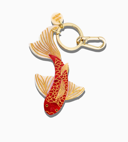 Hand-Painted Koi Fish Bag Charm + Keychain | Eco-Friendly