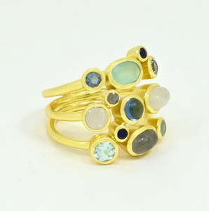 Seren Ring Gold - Labradorite, Moonstone, Topaz