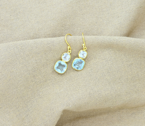 Natural Blue & White Topaz Earring