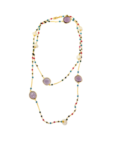 Multicolor Stone Necklace- Amethyst and Dolomite