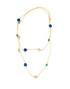 Multicolor Stone Necklace- Kyanite, Pink Quartz, and Turquoise