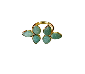 Petal Trio Ring – Blue Amazonite
