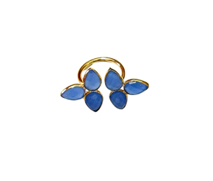 Petal Trio Ring – Blue Chalcedony