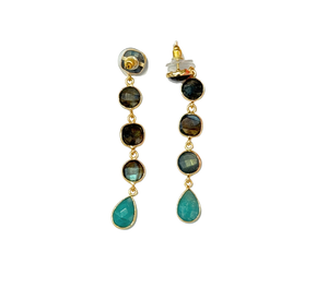 Multi-Stone Drop Earrings – Labradorite & Quartz