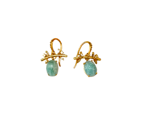 Larimar Branch Drop Earrings with Zirconia