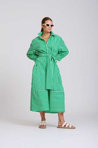 Image of The Martha Dress- Double Green Stripe