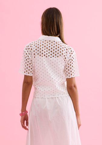 Image of Eyelet Spring Top- White