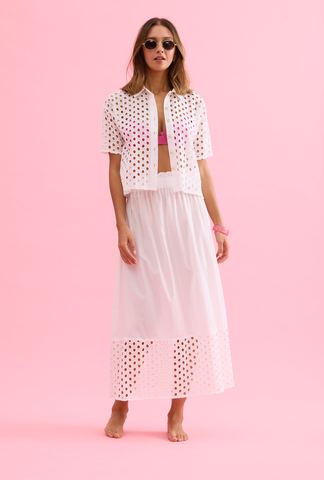 Image of Eyelet Spring Skirt- White
