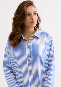 Striped Sun Cotton Shirt- Blue