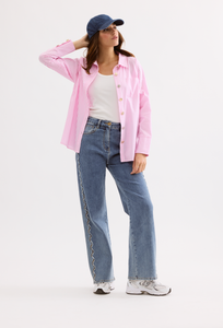 Striped Sun Cotton Shirt- Pink