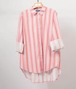 SALE Striped Shirt Loose Fit- Pink