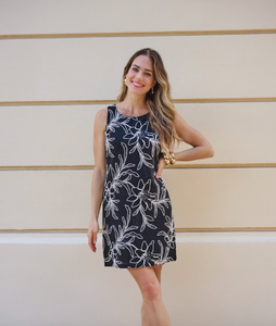 Embroidered Flower Dress- Black