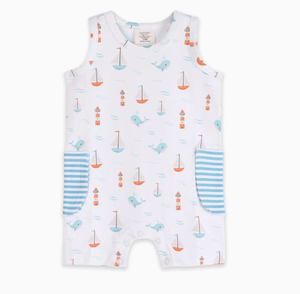 Sailboat Baby Shortie Romper (Organic Jersey)