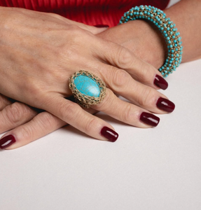 Ring Big Stone Gold- Turquoise