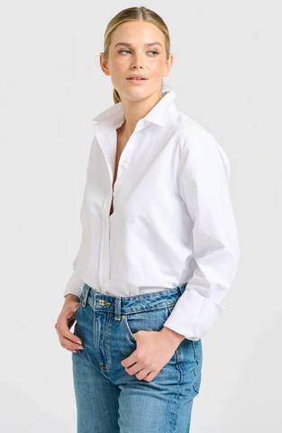Image of The Elodie Trim Girlfriend Relaxed Shirt - Oxford White