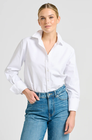 Image of The Elodie Trim Girlfriend Relaxed Shirt - Oxford White