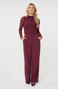 Wide Leg Trousers- Merlot