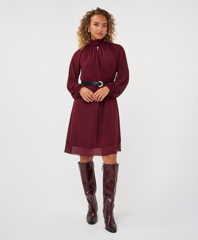 Chiffon Dress- Merlot