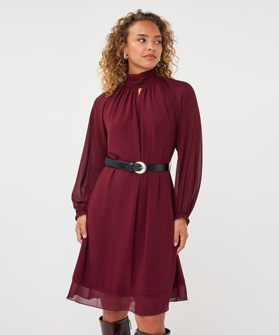 Image of Chiffon Dress- Merlot