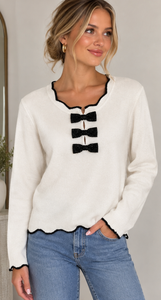 Bow Sweater- Cream