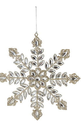 Image of Metal Snowflake Ornament with Acrylic Jewels & Glitter, 2 Styles